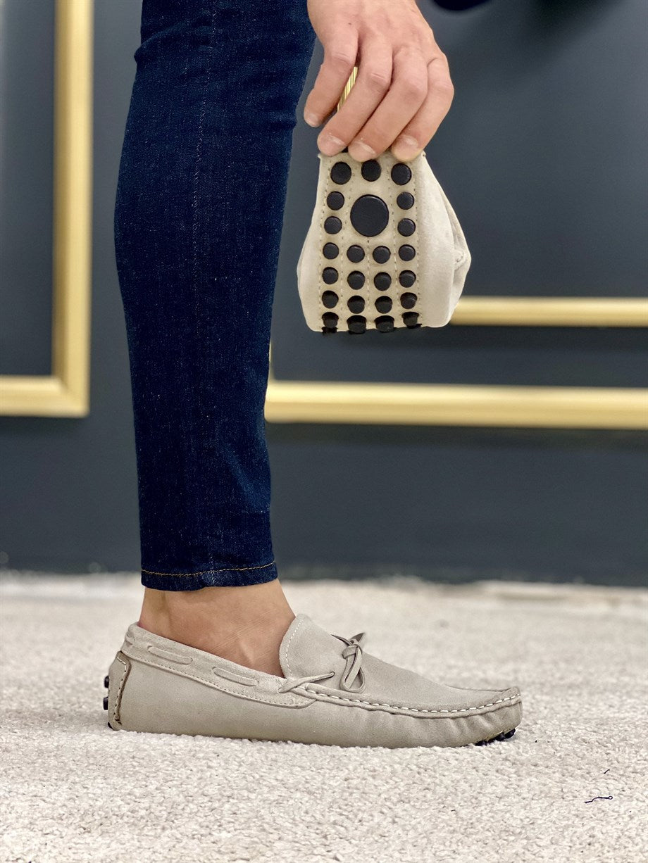 Grey Suede Driving Loafers