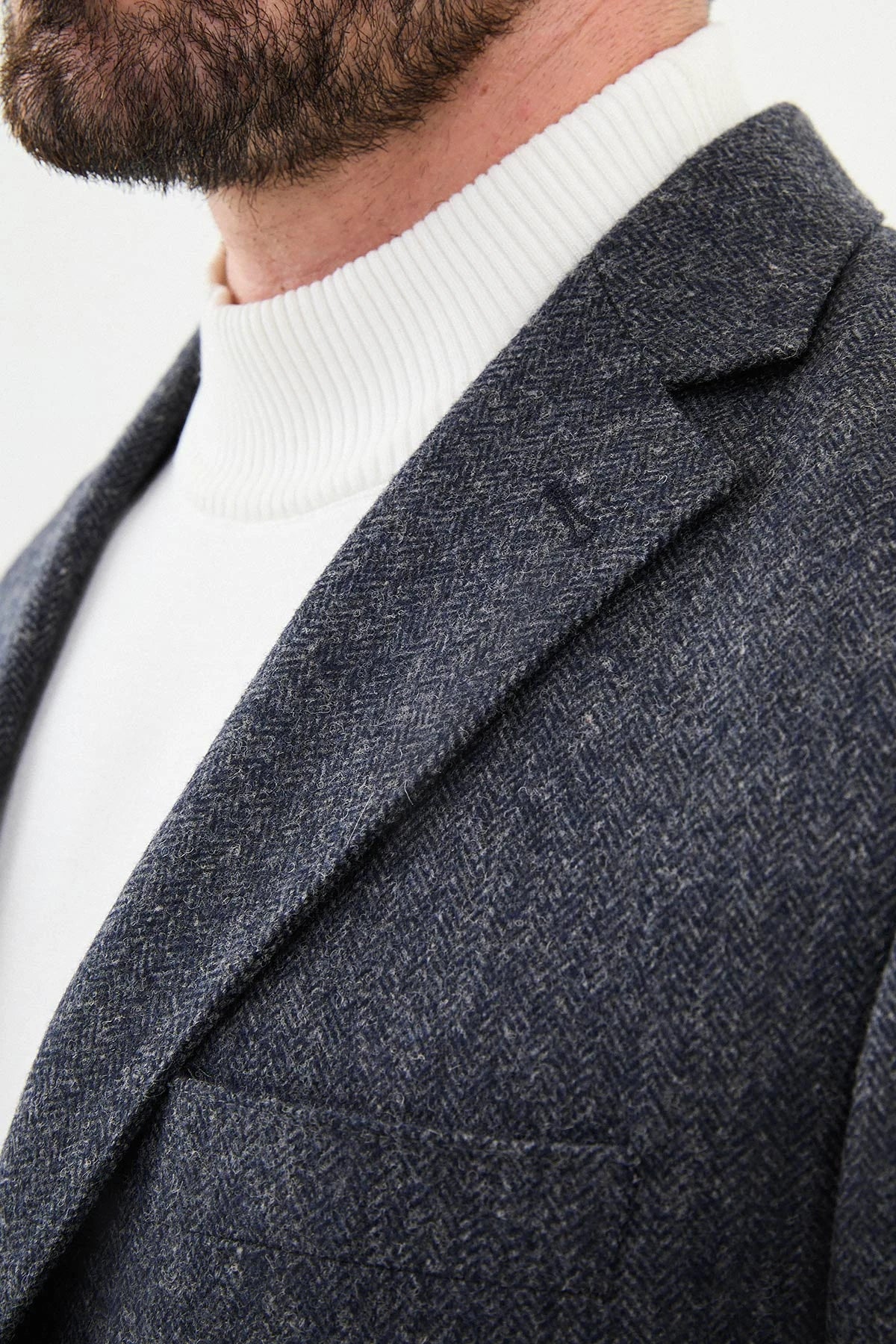 Navy Wool Slim Fit Blazers