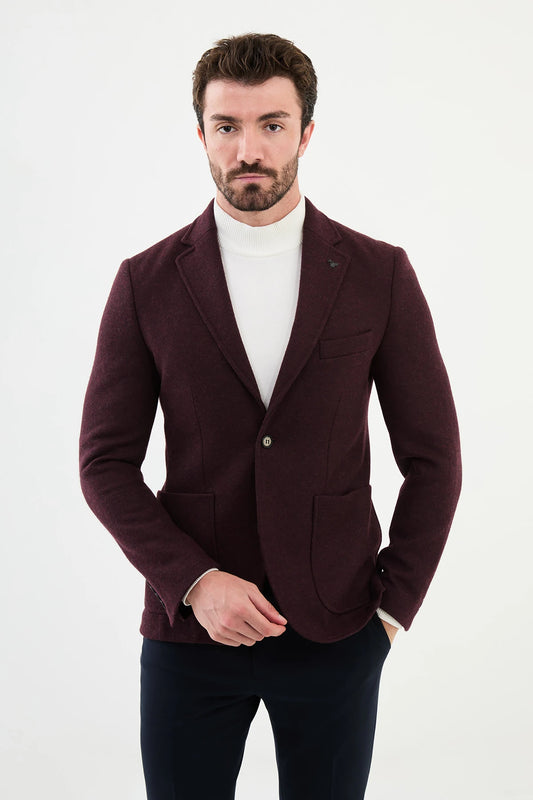 Claret Red Premium Wool Slim Fit Blazers