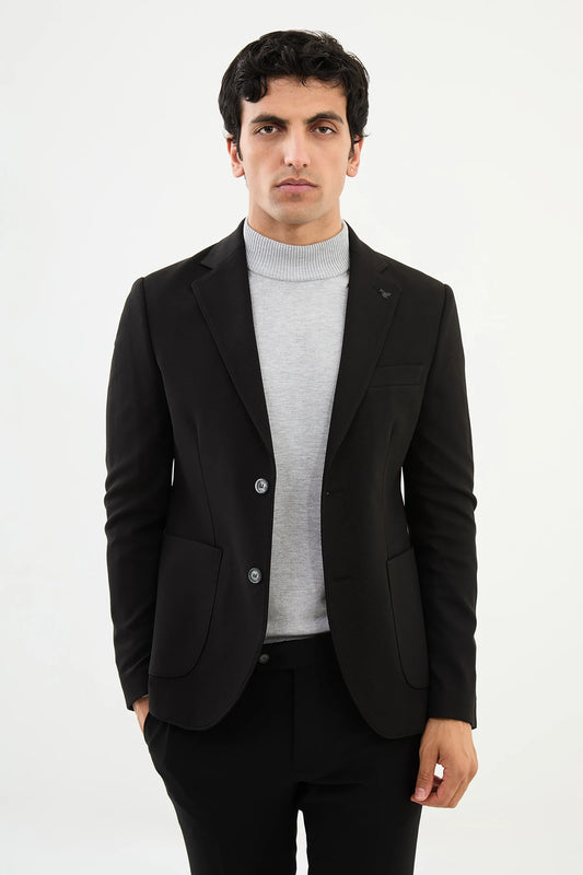 Black Mono Collar Blazers