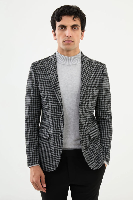 Black And Grey Mono Collar Blazers