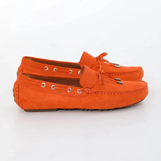 Orange Suede Driving Loafers