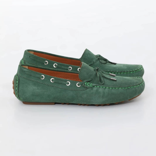 Olive Green Suede Driving Loafers