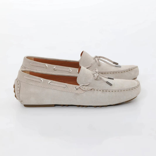 Beige Suede Leather Driving Loafer