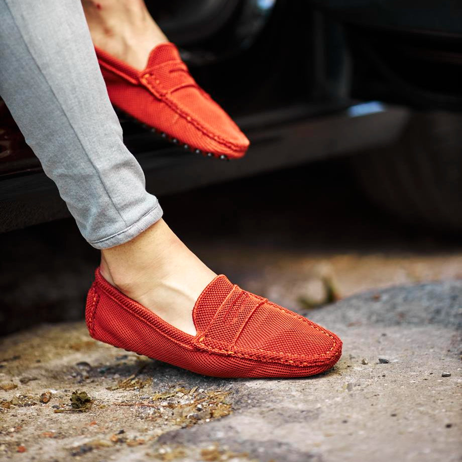 Men's Red Knitwear Driving Loafers