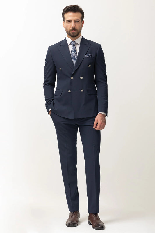 Navy Blue Double Breasted Premium Men's Suit