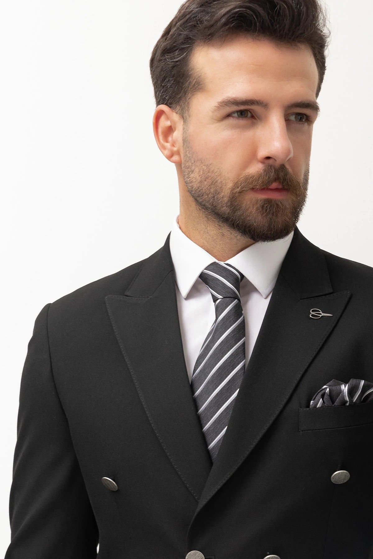 Black Double Breasted Premium Men's Suit