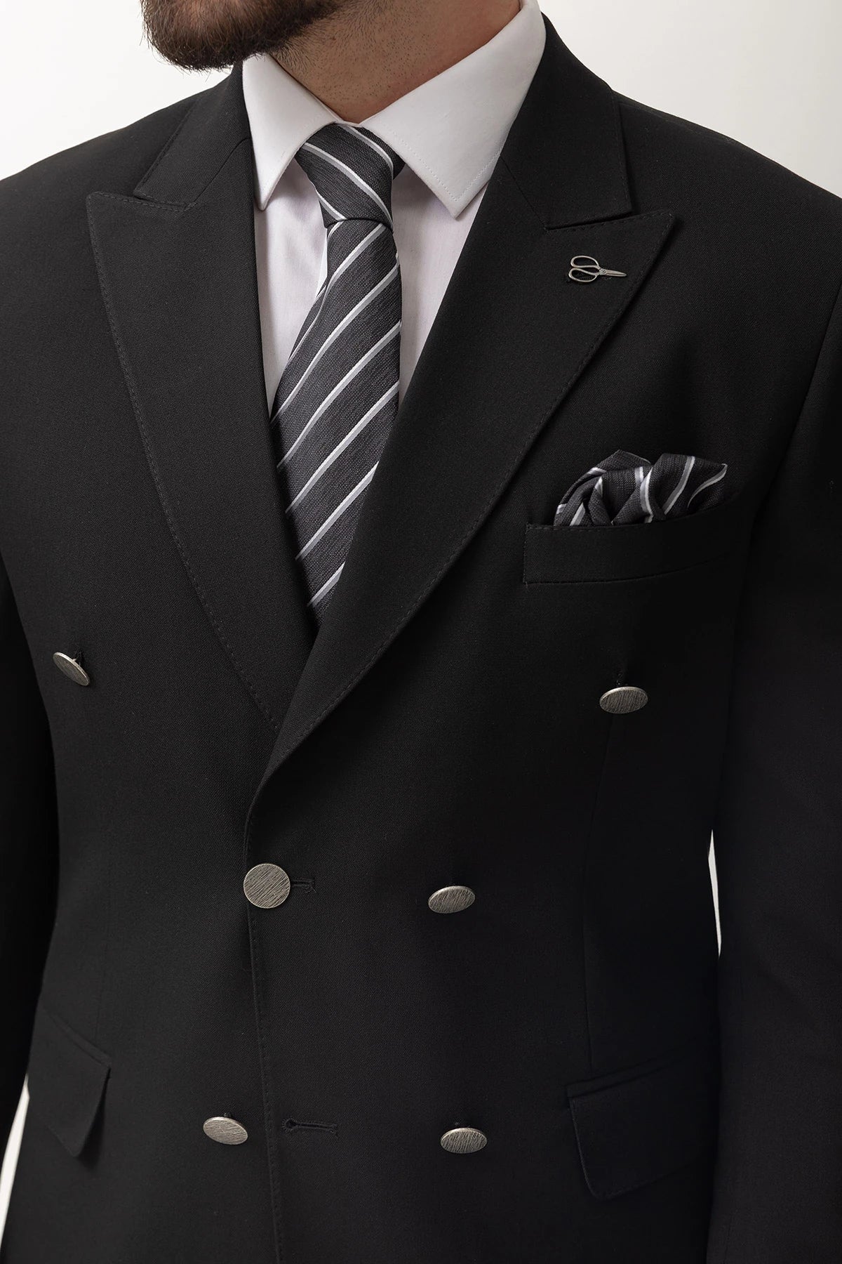 Black Double Breasted Premium Men's Suit