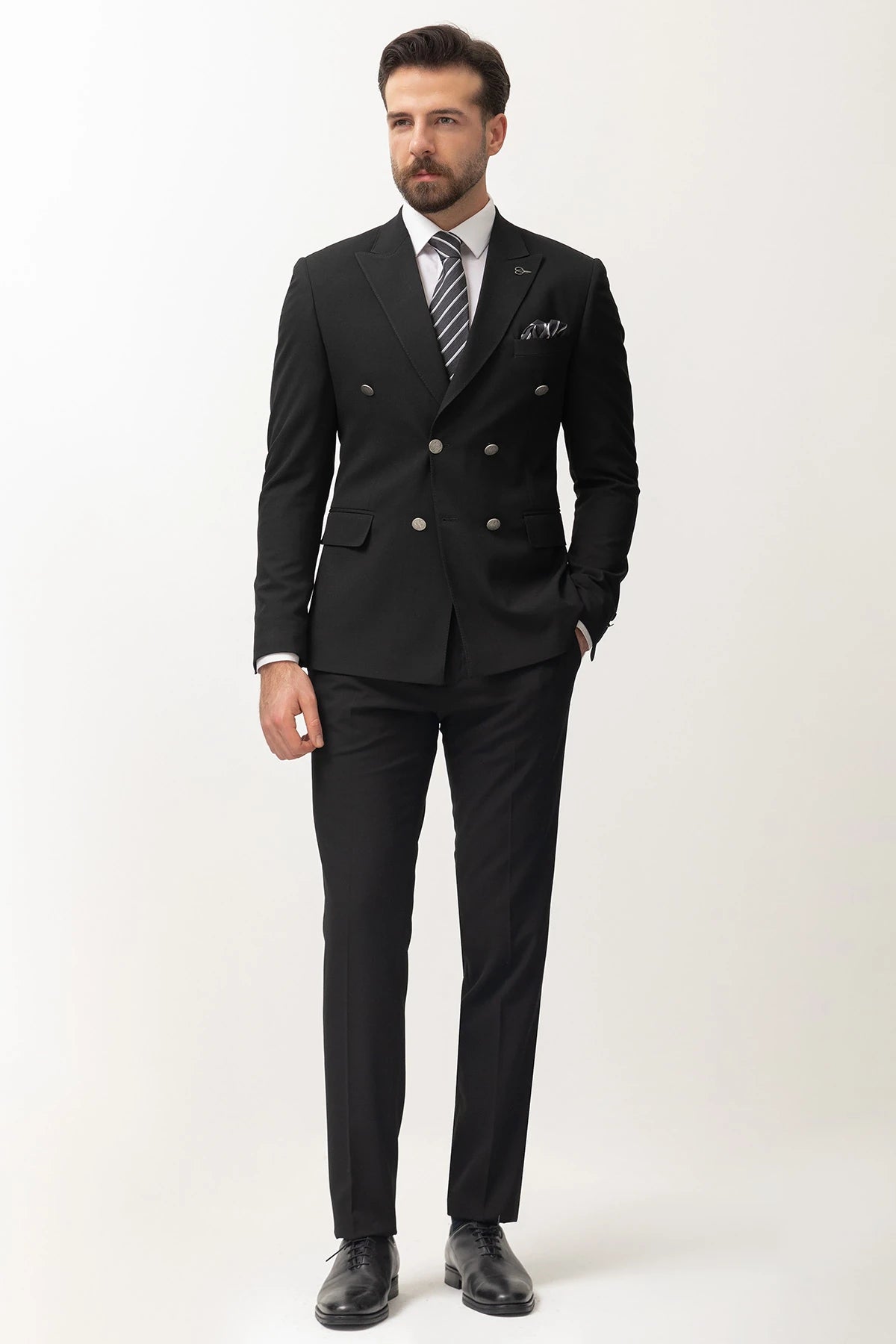 Black Double Breasted Premium Men's Suit