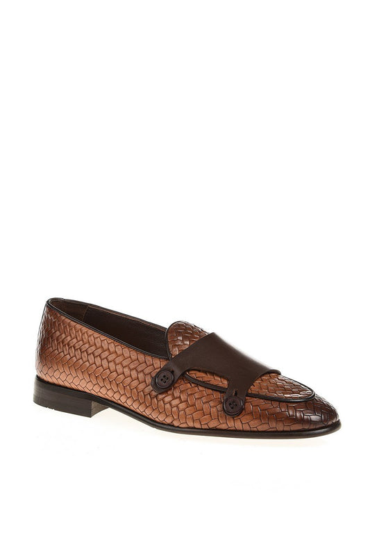 Tan Pattern Double Monk Mocassin