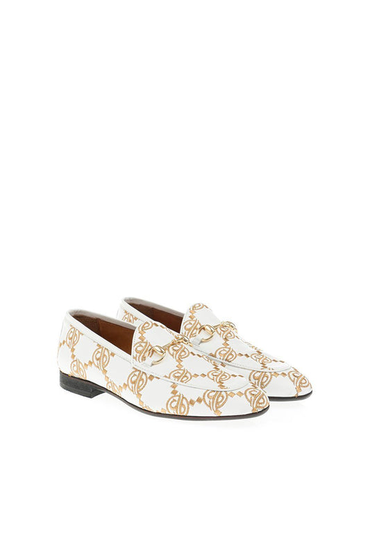 White Embroidered Nappa Leather Loafer