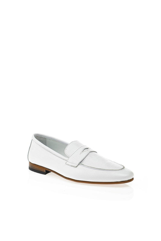 White Grainy penny Loafer